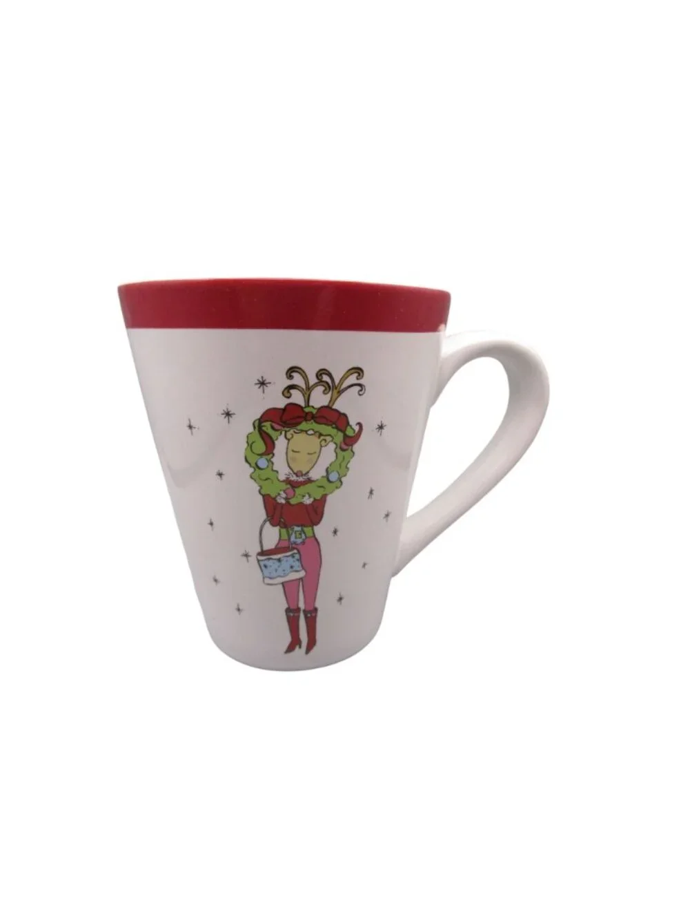 Festive Reindeer Girls Christmas Mugs Four Rosanna In Original Box Fun Holiday N